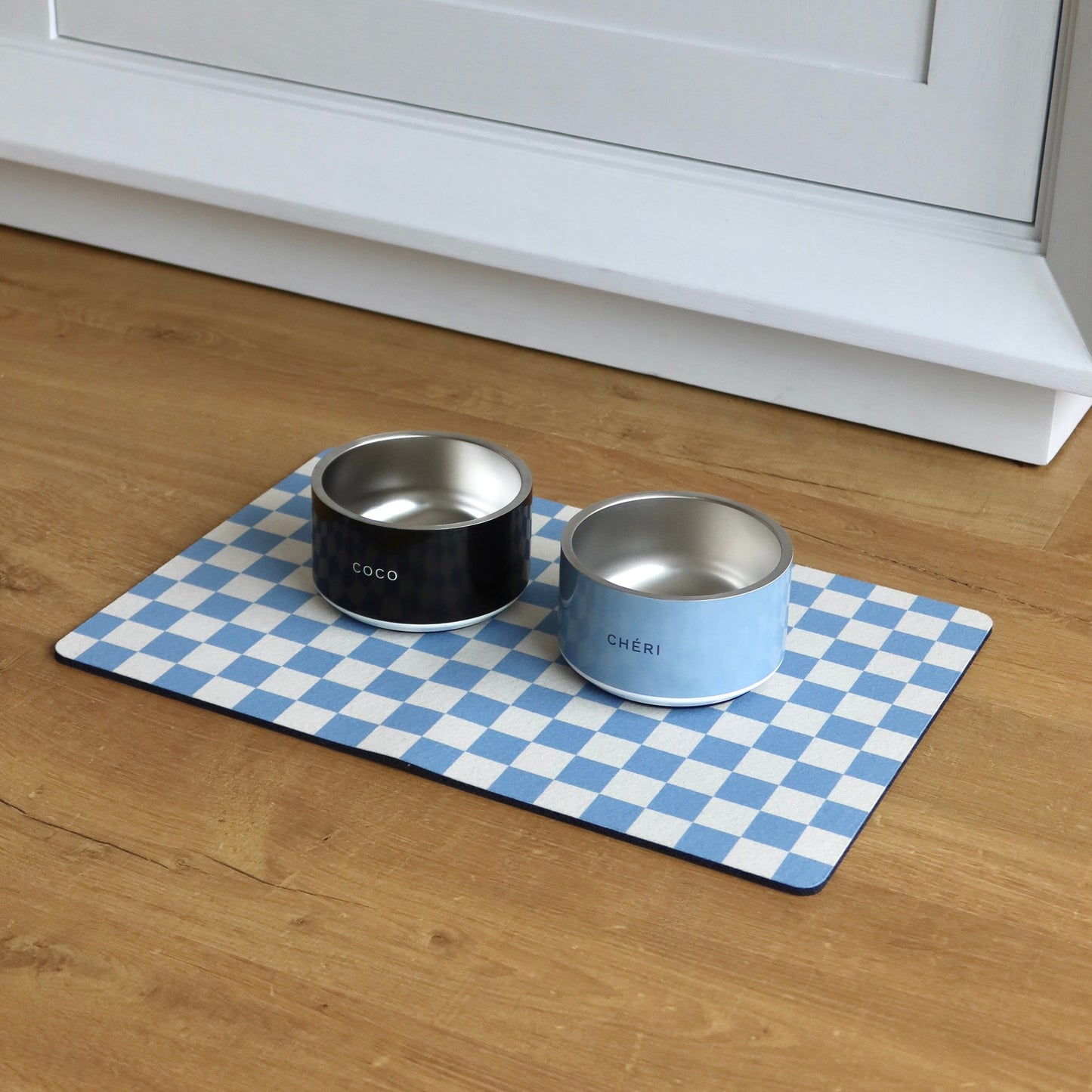 Pet Mat Checkered - Sky Blue
