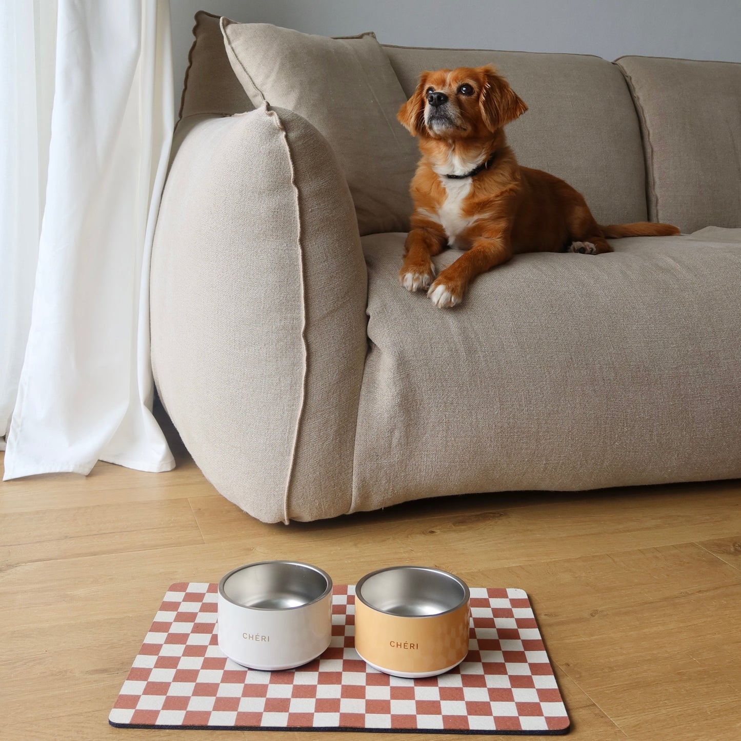 Pet Mat Checkered - Clay Brown